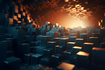 Obraz premium Technical background with constructed cubes. Generative AI