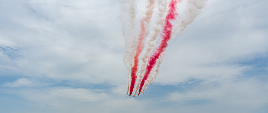 Aircrafts with path of red and white color of Georgian flag