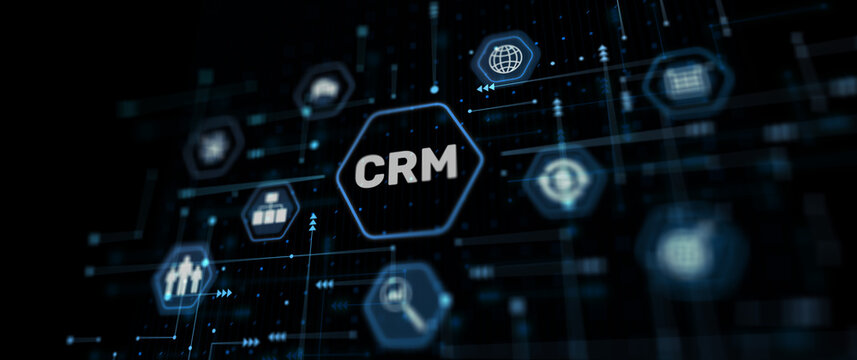 Customer relationship management CRM automation system software. Business and technology concept. Abstract background