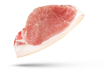 Piece of pork. Big piece of pork isolated on white background. A piece of juicy pork isolated on a white background for inserting into a design, project or for an advertising banner.