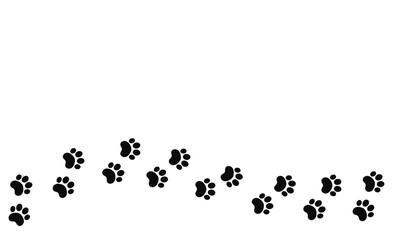 Footprints for pets.dog or cat.Footprint pattern.Cute black silhouette shape paw prints.Pet footprints.Animal footprints. Track dog, cat.silhouette illustration of footprints,vector - obrazy, fototapety, plakaty