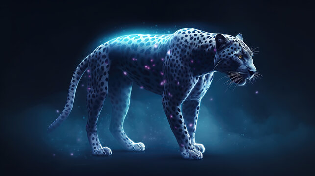 a shinign radiant jaguar in a wallpaper epic style, ai generated image