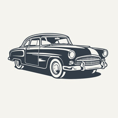 Obraz na płótnie Canvas Classic car. Vintage woodcut engraving vector illustration.