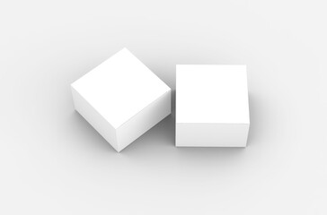 Square product box packaging mockup for brand advertising on a transparent background.