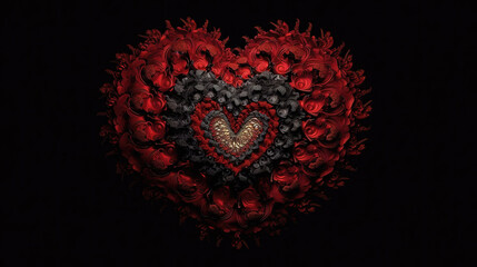 a wonderful medieval inspired heart made out of roses, wallpaper artwork, ai generated image
