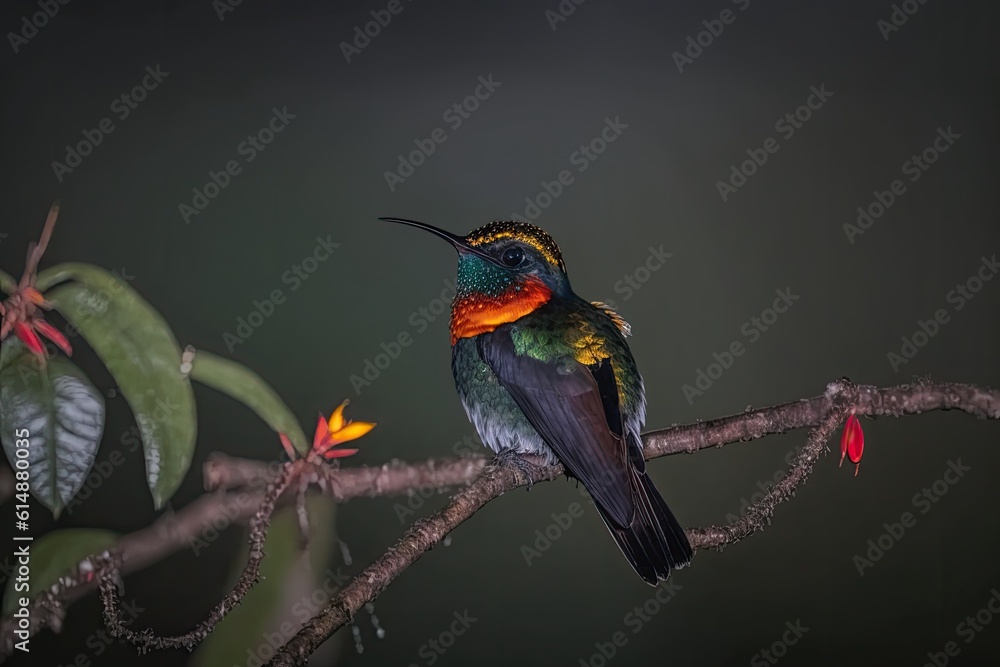 Canvas Prints beautiful and vibrant bird perched on a tree branch. Generative AI