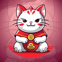 Lucky Cat: Modern Mascot Logo for Esport and Sport Teams - Vector Illustration for Badges, Emblems, and T-Shirt Printing