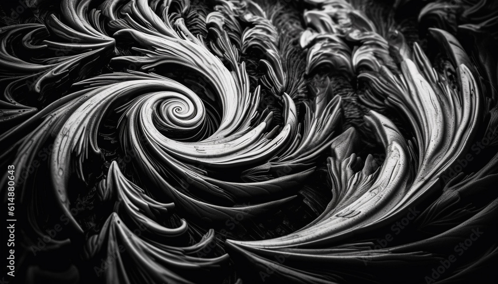 Poster digitally generated abstract swirl pattern creates futuristic monochrome wallpaper design generated 