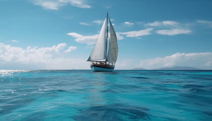 Sailing yacht speeds through waves, a luxurious summer adventure generated by AI