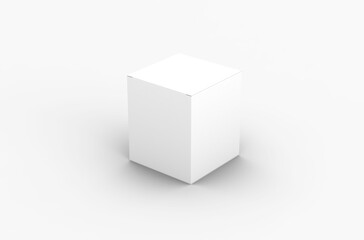 Square product box packaging mockup for brand advertising on a transparent background.