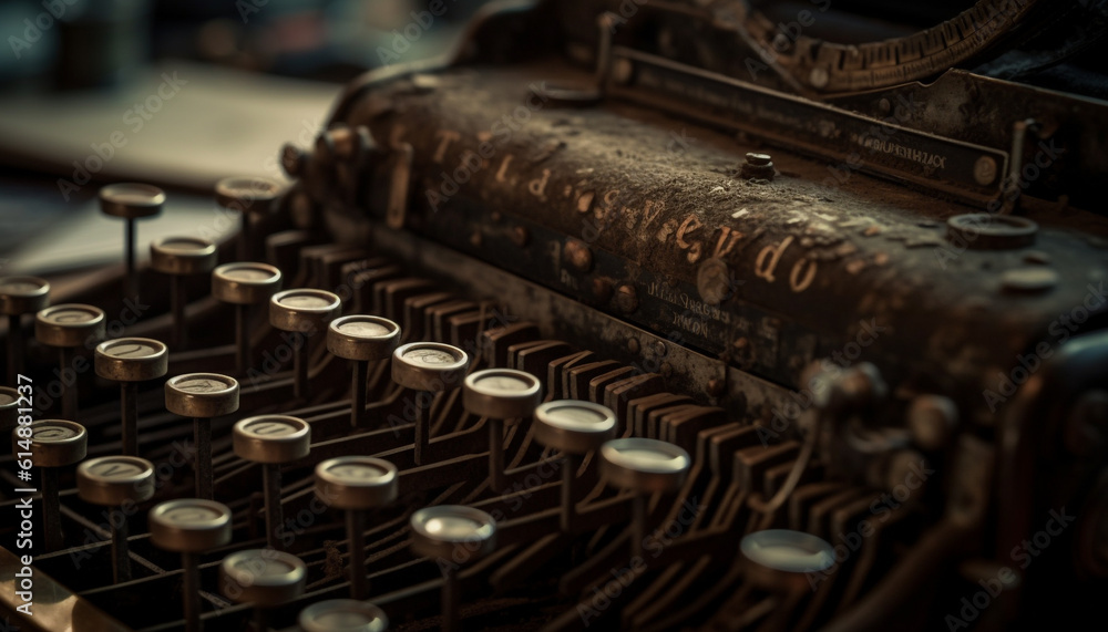 Poster obsolete typewriter machinery typescripts old fashioned text for nostalgic correspondence generated 