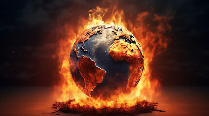 Planet earth on fire