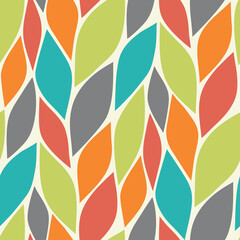 Abstract floral seamless pattern with colorful leaves