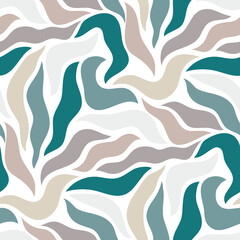 Fototapeta na wymiar Abstract floral seamless pattern with wavy leaves