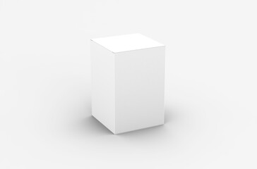 Square product box packaging mockup for brand advertising on a transparent background.