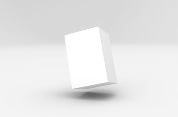 Square product box packaging mockup for brand advertising on a transparent background.