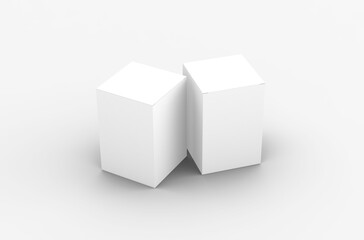 Square product box packaging mockup for brand advertising on a transparent background.