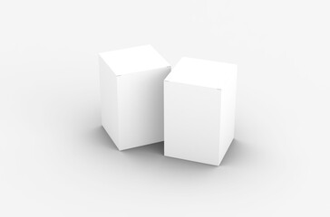 Square product box packaging mockup for brand advertising on a transparent background.