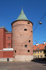 Old ancient medieval gunpowder tower in Riga, Latvia.