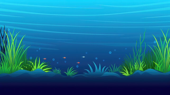 a cartoon inspired under water landscape with plants, ai generated image