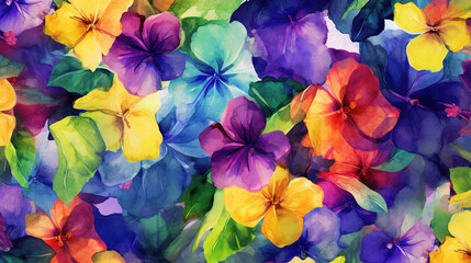 beautiful hawaiian flower inspired watercolor artwork, ai generated image