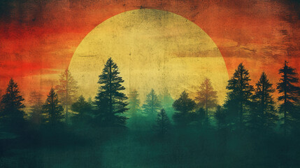a vintage inspired sunste artwork, poster design, ai generated image