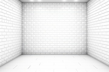 Illustration of an empty room with a white brick wall and natural light