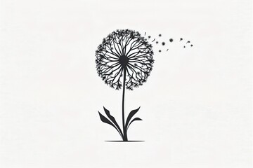 dandelion releasing its seeds into the wind. Generative AI