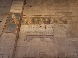 affresco, ultima cena, Basilica di San Zeno, Verona, Veneto, Italia - obrazy, fototapety, plakaty