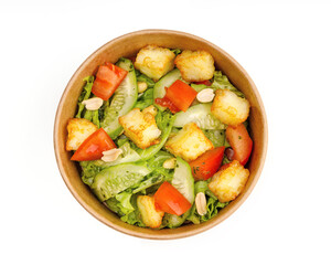 salad with halloumi and pesto on white background for restaurant menu 1