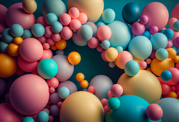Fototapeta na wymiar Balloons Shapes Background. Bright and playful balloon shapes. Generative AI