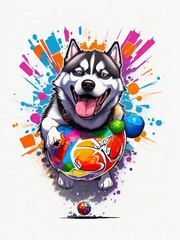 illustration of a dog with a ball