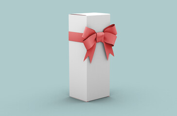 Long paper sale box with the ribbon, product design mockup. On clean background