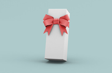 Long paper sale box with the ribbon, product design mockup. On clean background