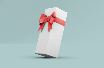 Long paper sale box with the ribbon, product design mockup. On clean background