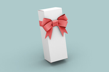Long paper sale box with the ribbon, product design mockup. On clean background