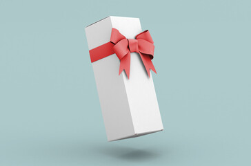Long paper sale box with the ribbon, product design mockup. On clean background