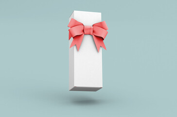 Long paper sale box with the ribbon, product design mockup. On clean background