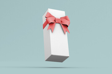 Long paper sale box with the ribbon, product design mockup. On clean background