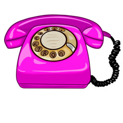 Rotary Old Telephone Illustration