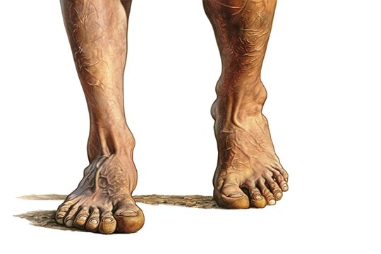 walking feet isolated on white background. Generated by AI