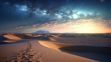 Fototapeta na wymiar Photo amazing milky way over the sand dunes Generative AI