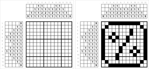 Fototapeta premium Percentage Icon Nonogram Pixel Art M_2306003