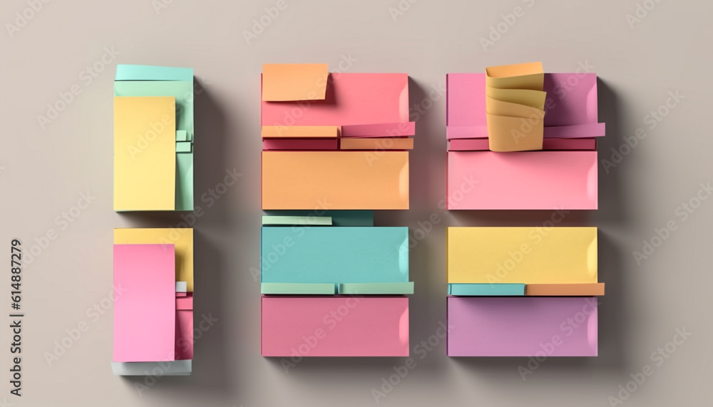 Aufkleber reminder message on pink adhesive note attached to empty bulletin board generated by ai