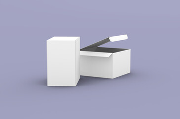 Opened square product box packaging mockup for brand advertising on a clean background.