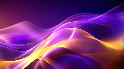 Luminous Dreamscape: Abstract Violet and Yellow Neon Background with Unfocused Curvy Glowing Lines and Bokeh Lights - A Colorful and Fantastic Wallpaper
