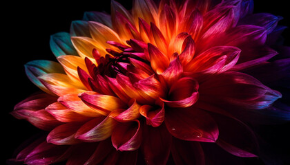 Vibrant dahlias bloom in a bouquet of multi colored petals generated by AI