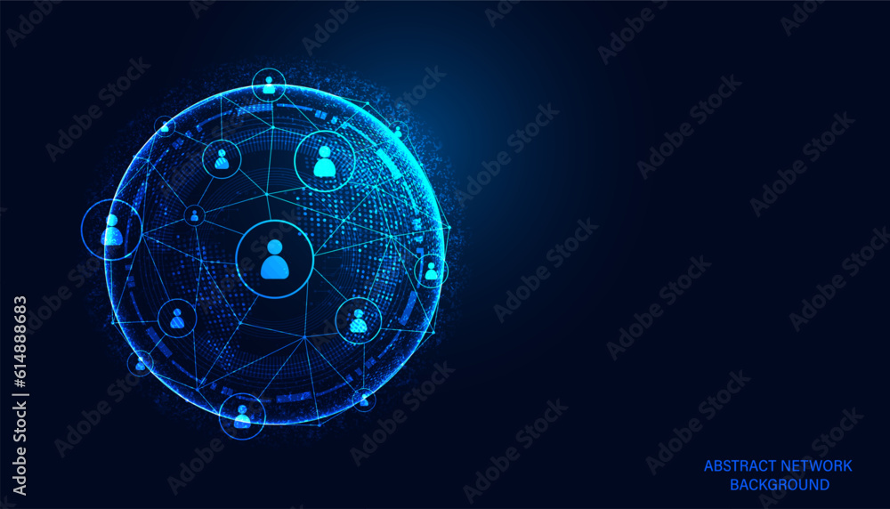 Poster abstract network connection, digital hi-tech digital internet communication, technology on global ba