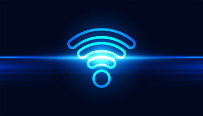 Abstract wifi connection concept connection network people communication On a blue background, futuristic, modern