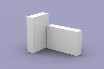 Two rectangular pill blister boxes, packaging template for product design mockup. On clean background